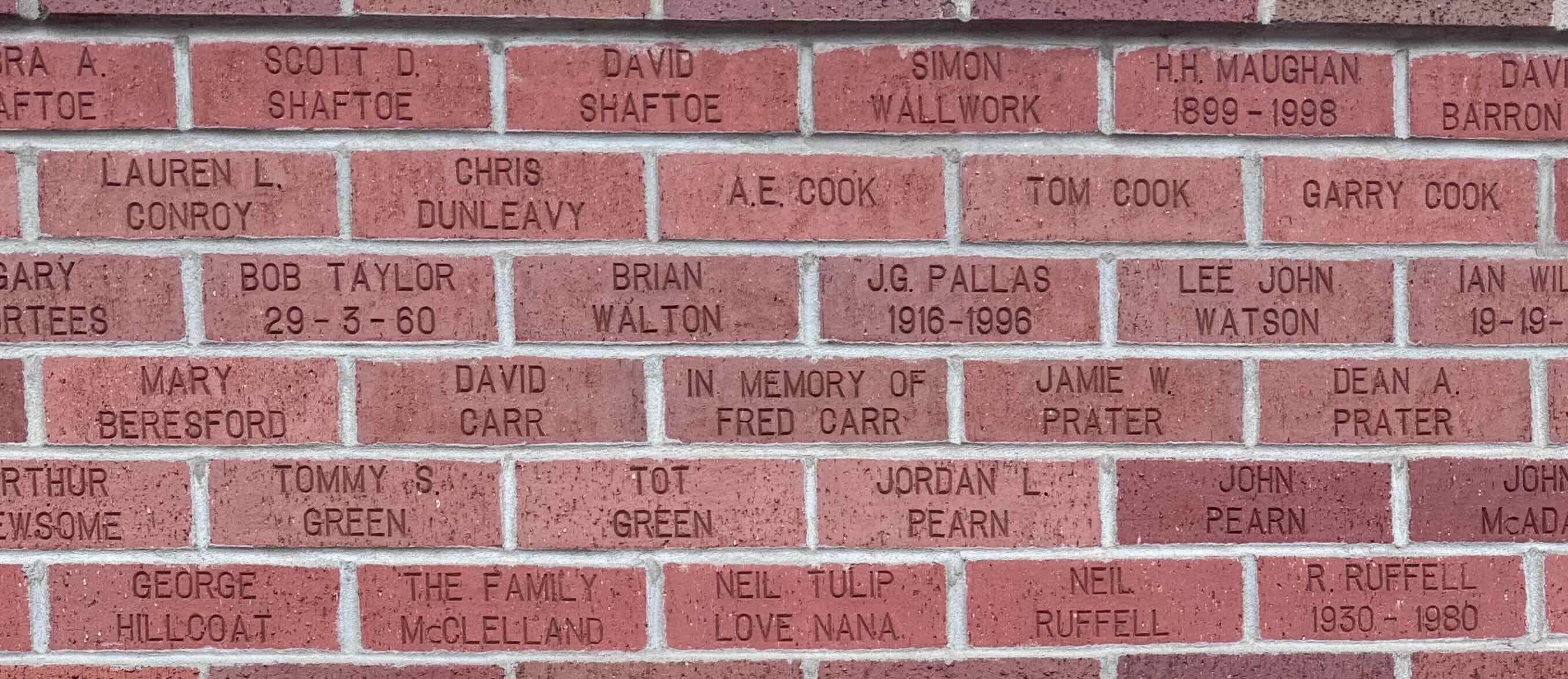 Image of brick for J G PALLAS 1916-1996