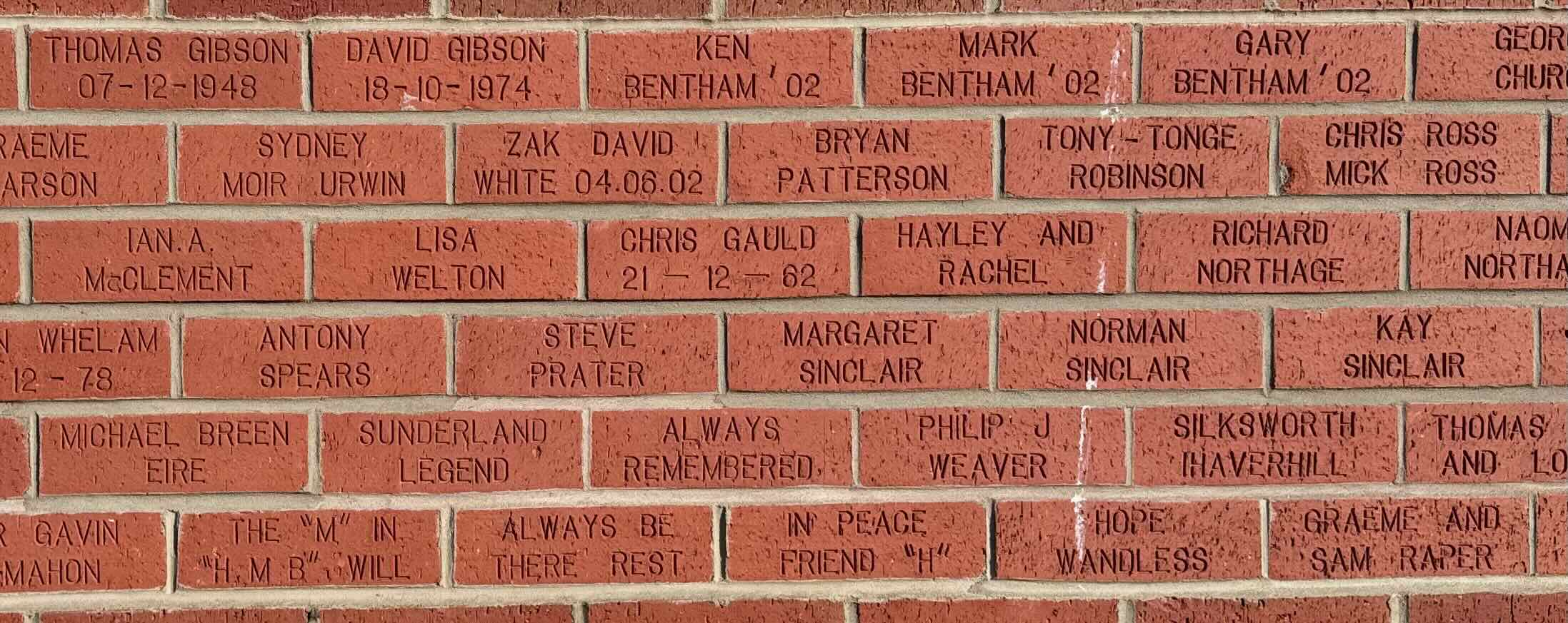 Image of brick for DAVID GIBSON 18-10-1974