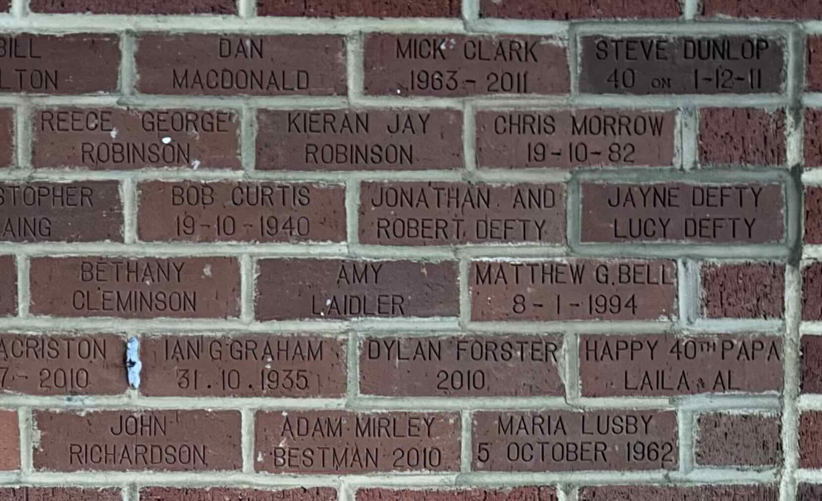 Image of brick for BOB CURTIS 19-10-1940