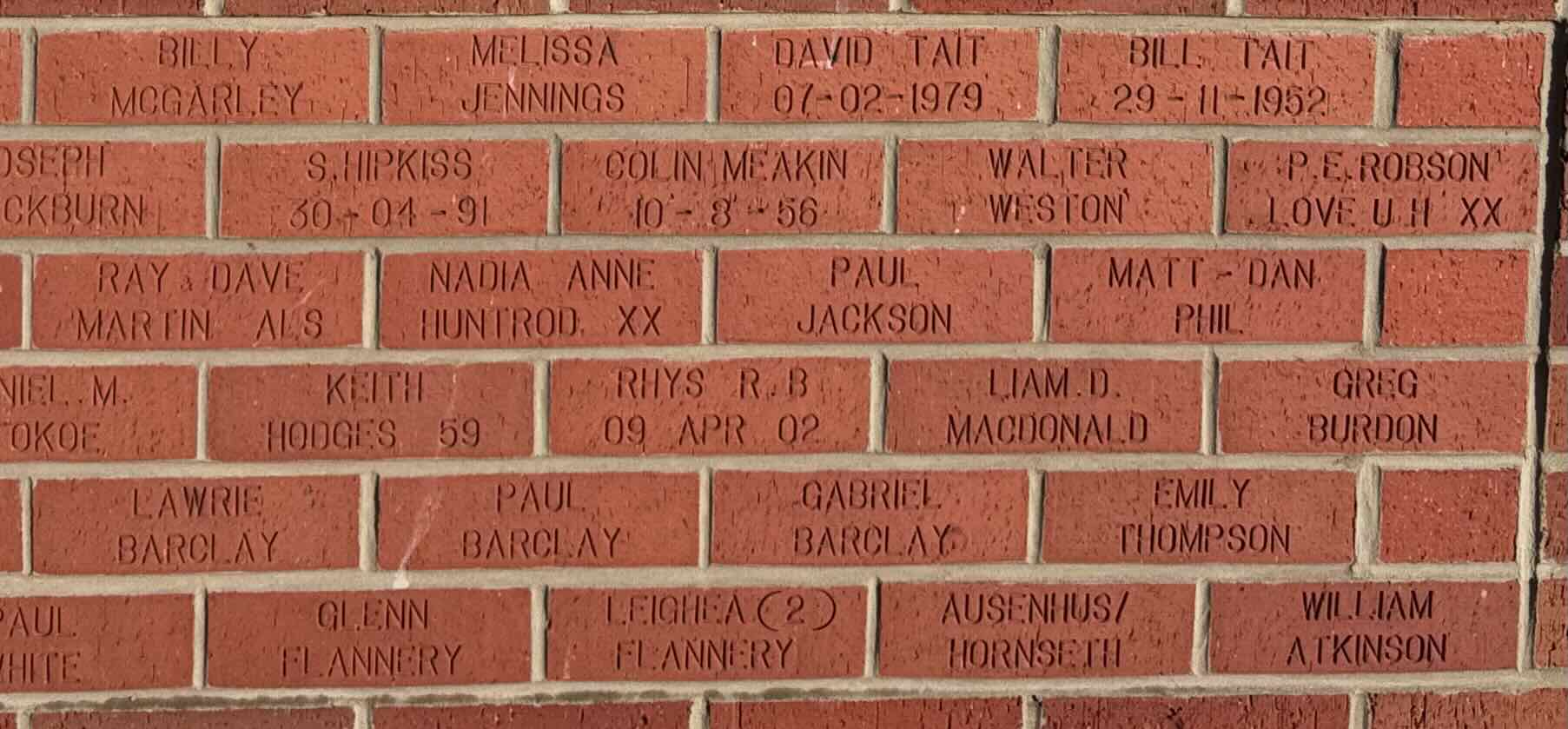 Image of brick for DAVID TAIT 07-02-1979