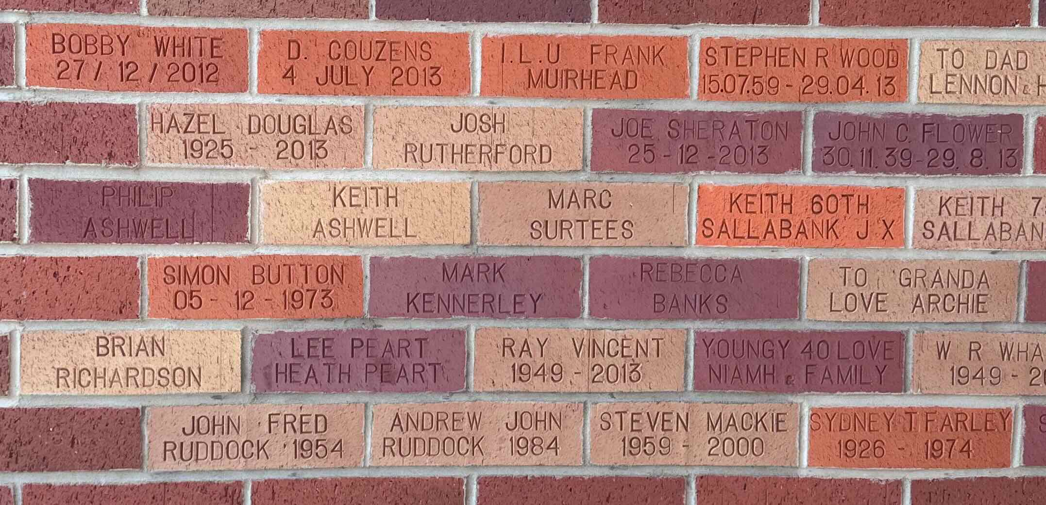 Image of brick for D. COUZENS 4 JULY 2013