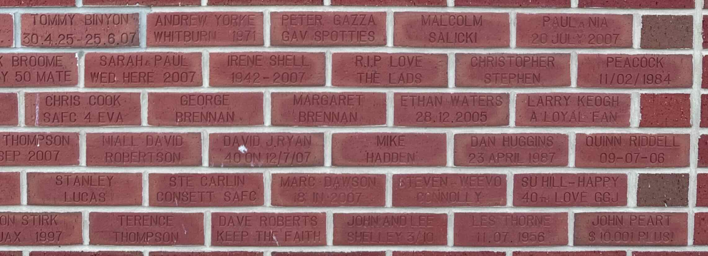 Image of brick for SARAH & PAUL WED HERE 2007