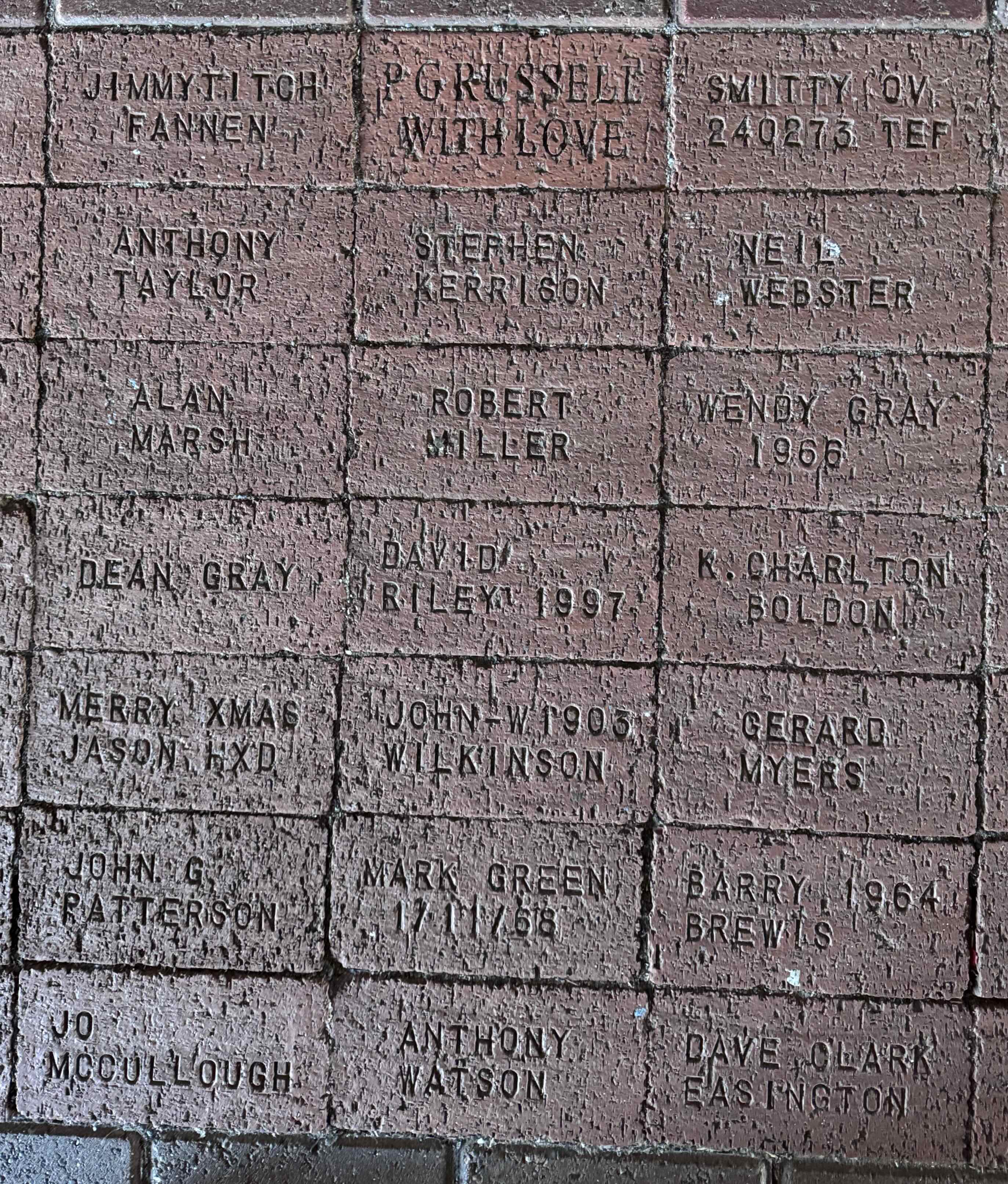 Image of brick for P G RUSSELL WITH LOVE